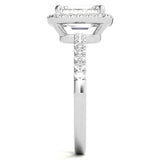Radiant Halo on Pave Band Moissanite Engagement Ring