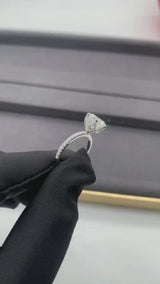 Ariana - Round Pave Petal Prongs on Pave Band Moissanite Engagement Ring