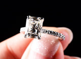 Radiant Moissanite Engagement Ring on Pave Band