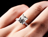 Radiant Moissanite Engagement Ring on Pave Band