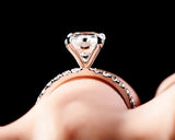 Radiant Moissanite Engagement Ring on Pave Band