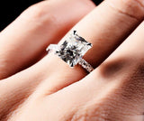 Radiant Moissanite Engagement Ring on Pave Band