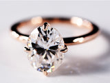 Vivian - Oval Hidden Halo NSEW prongs set Moissanite Engagement Ring