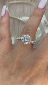 Athena - Round with Floating Round Band Moissanite Engagement Ring