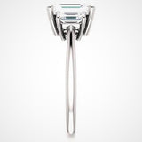 Emerald Three-Stone Moissanite Engagement Ring