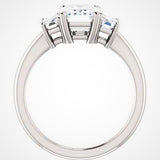 Emerald Three-Stone Moissanite Engagement Ring