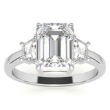 Emerald Trapezoid Three-Stone Moissanite Engagement Ring