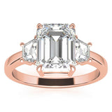 Emerald Trapezoid Three-Stone Moissanite Engagement Ring
