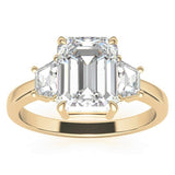 Emerald Trapezoid Three-Stone Moissanite Engagement Ring