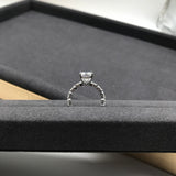 Radiant Cut Hidden Halo with Marquise Side Stone Band Moissanite Engagement Ring