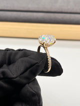 Valley - Oval Hidden Halo on Pave Band Moissanite Engagement Ring