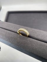 2x4mm Emerald Moissanite Half Eternity Wedding Band