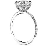 Camelia - Round Hidden Pave Basket on Pave Band Moissanite Engagement Ring