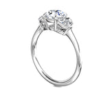 Marquise Three Stone on Plain Band Moissanite Engagement Ring