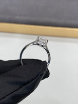 Emerald Cut with Pave Hidden Basket Low Set Moissanite Engagement Ring