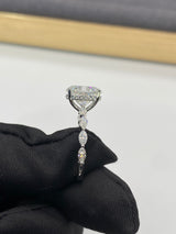 Amelia - Oval Hidden Halo on Marquise Band Moissanite Engagement Ring