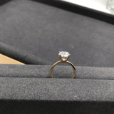 Valorie - Oval Hidden Halo on Plain Band Moissanite Engagement Ring