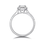 Emerald Halo on Pave Band Moissanite Engagement Ring