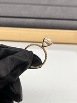 Valley - Oval Hidden Halo on Pave Band Moissanite Engagement Ring