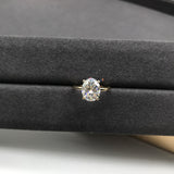 Valorie - Oval Hidden Halo on Plain Band Moissanite Engagement Ring