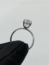 Pear Cut with Hidden Halo on Pave Band Moissanite Engagement Ring