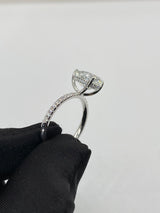 Pear Cut with Hidden Halo on Pave Band Moissanite Engagement Ring