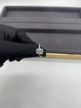 Valorie - Oval Hidden Halo on Plain Band Moissanite Engagement Ring