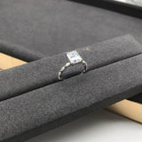 Radiant Cut Hidden Halo with Marquise Side Stone Band Moissanite Engagement Ring