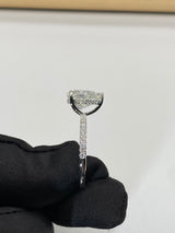 Pear Cut with Hidden Halo on Pave Band Moissanite Engagement Ring