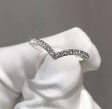 V Curve Pave Wedding Band