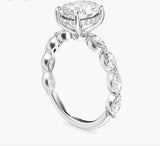 Amelia - Oval Hidden Halo on Marquise Band Moissanite Engagement Ring