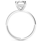 Emerald cut Hidden Halo on Plain band Moissanite Engagement Ring
