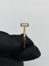 Kayla - Emerald Cut Open Hidden Halo on Plain band Moissanite Engagement Ring