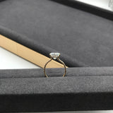 Kayla - Princess Cut Open Hidden Halo on Pave Band Moissanite Engagement Ring