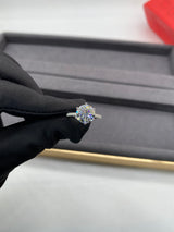 Ariana - Round Pave Petal Prongs on Pave Band Moissanite Engagement Ring