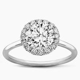 Round Halo on Plain Band Moissanite Engagement Ring