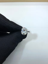 Venessa - Oval Hidden Halo on Plain Band Cathedral Low Set Moissanite Engagement Ring
