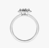 Round cut Rose Halo Moissanite Engagement Ring