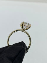 Radiant cut with Hidden Halo on Pave Band Moissanite Engagement Ring