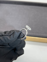 Emerald cut Hidden Halo on Plain band Moissanite Engagement Ring