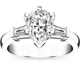Pear Cut Baguette Moissanite Engagement Ring