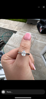 Custom - 1.5ct Pear Solitaire Moissanite Engagement Ring with 2mm tapered band