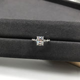 Radiant Cut Hidden Halo with Marquise Side Stone Band Moissanite Engagement Ring
