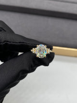 Lilian - Oval Petal Prongs Cluster Side Stone Moissanite Engagement Ring