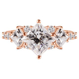 Princess Cut Three Stone with Side Stone Moissanite Engagement Ring