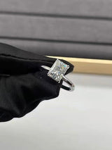 Valorie - Radiant Cut Hidden Halo on Plain Band Moissanite Engagement Ring