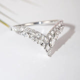 Marquise Moissanite V curved Wedding Band