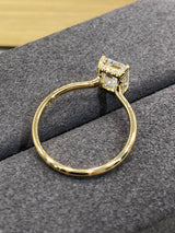 Kayla - Emerald Cut Open Hidden Halo on Plain band Moissanite Engagement Ring