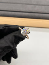 Valley - Oval Hidden Halo on Pave Band Moissanite Engagement Ring