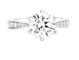Round Cut Tapered Pave Band Moissanite Engagement Ring